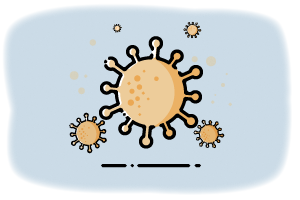 Abstract graphic of a collection of Coronaviruses
